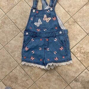 Denim Butterfly Embroidered Kids Overalls size 4
